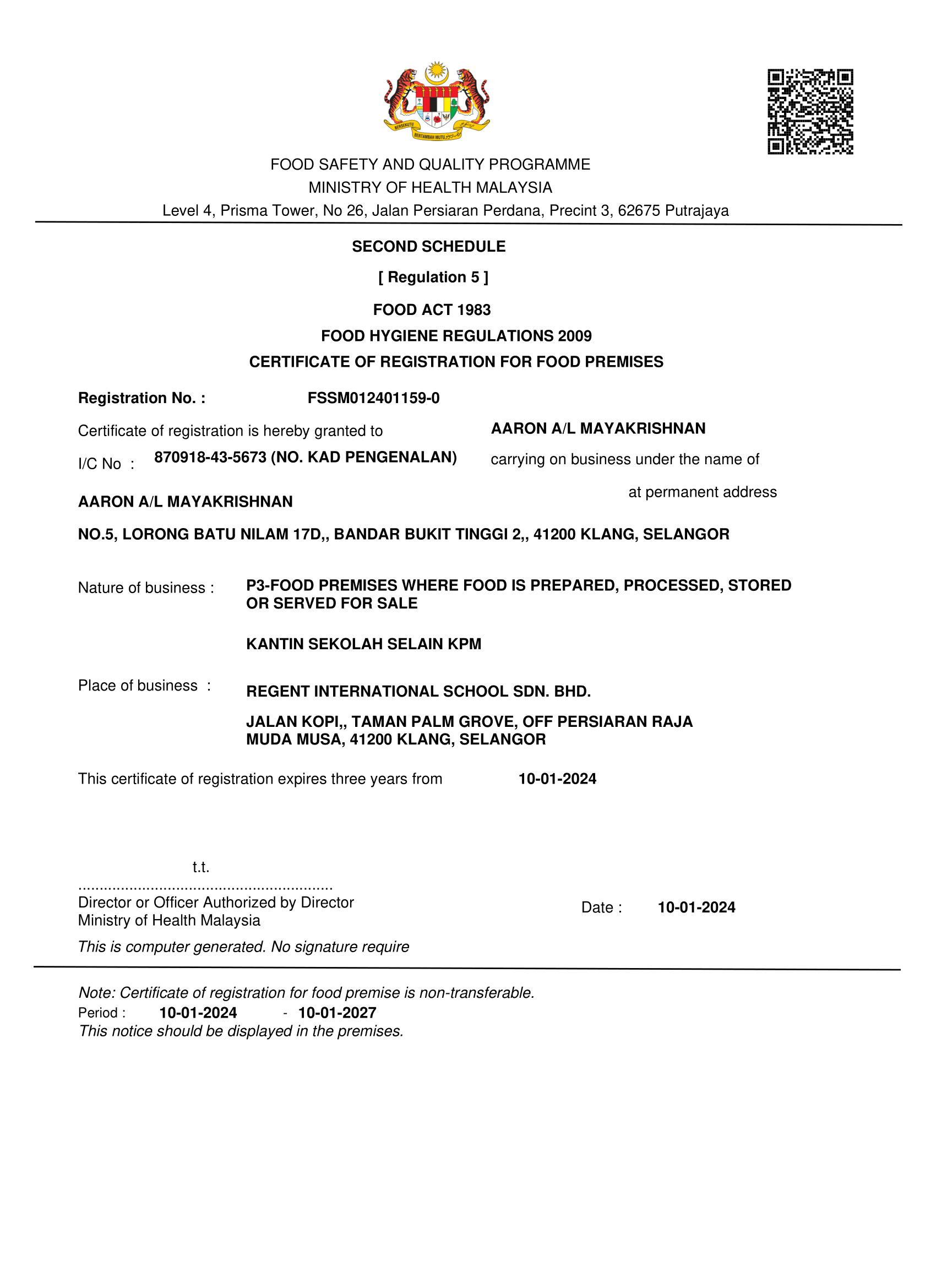 sriga regent klang fosim 2